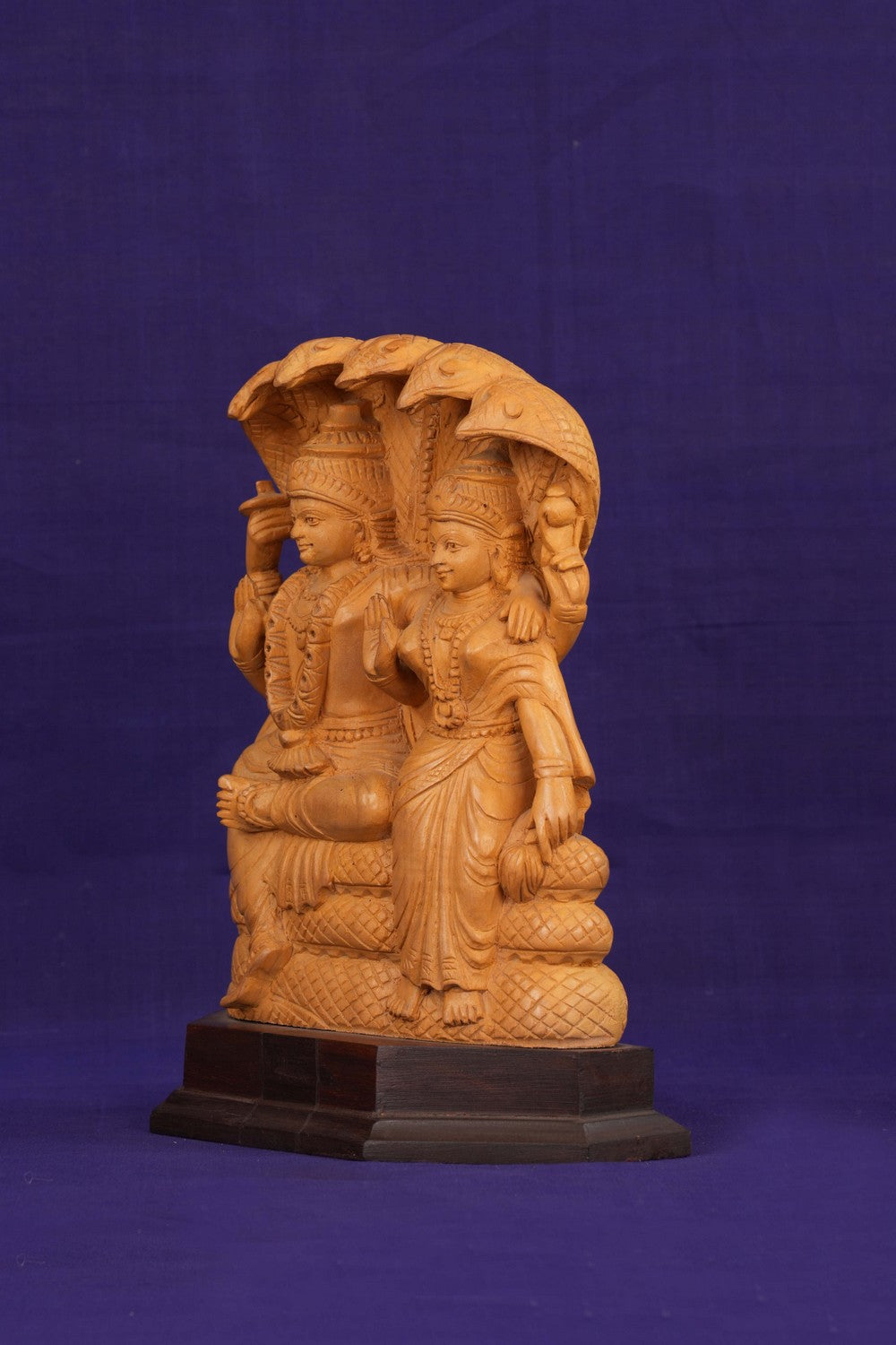 Image of Cedar Wood Carving Lakshmi/Narayana Statue
